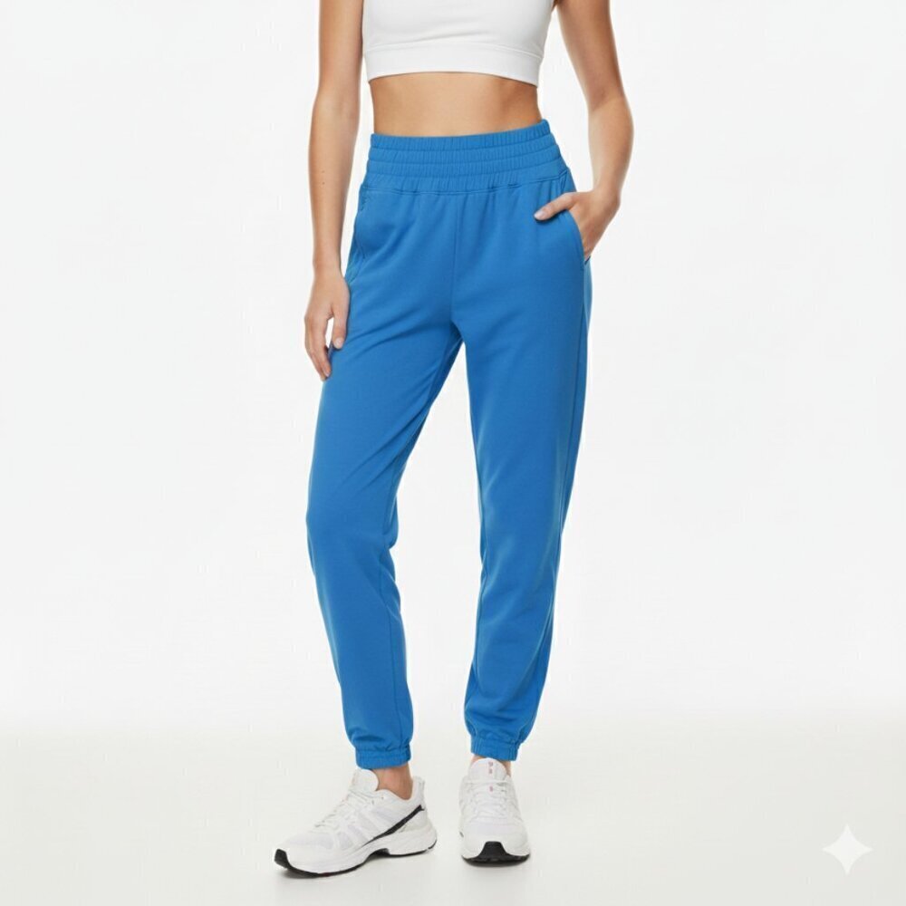 Aritzia Tna MOVE Boomerang Pant Blue Elastic Waist Cuffed Ankle Joggers